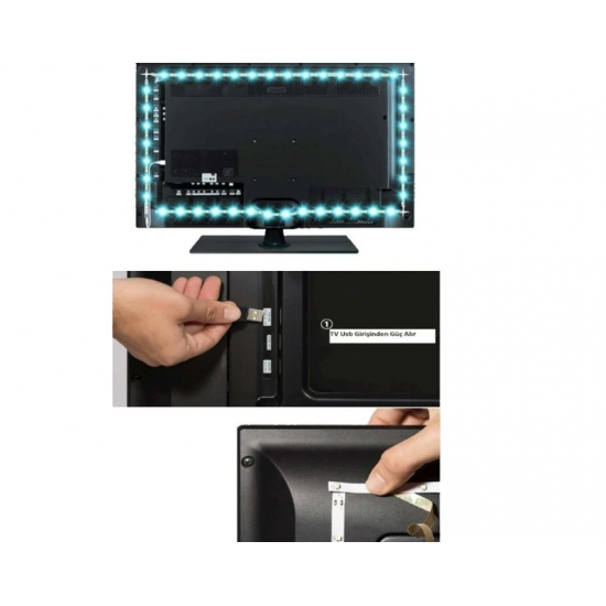 ŞERİT LED RGB TV USB 3 RENK 60 LED/M İÇ MEK 3MT