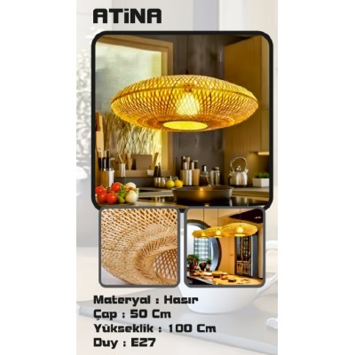 HASIR AVİZE ATİNA 50CM ELİPS MODEL