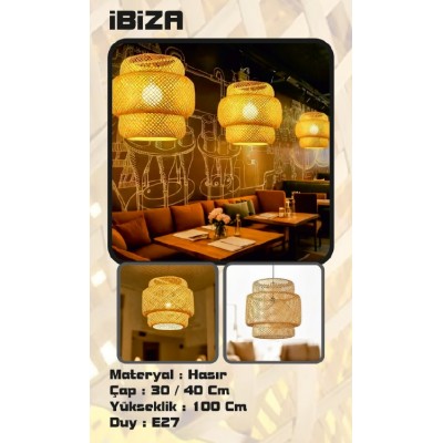 HASIR AVİZE İBİZA 40 CM ÜÇ KATLI MODEL