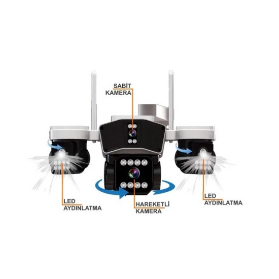 WİFİ KAMERA 6 MP PTZ 3 LENS SD KART O-KAM, 869808020241, [site_name]
