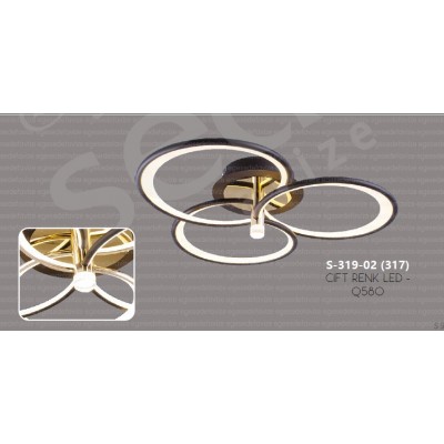 ÜÇLÜ HALKALI LEDLİ AVİZE SEDEF SİYAH S-319-02