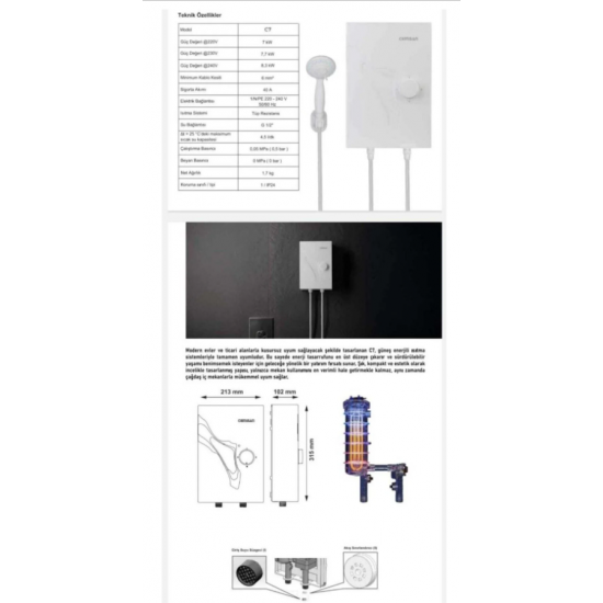ŞOFBEN BANYO TİPİ SU ISITICI CEMSAN C 7, 8697412951710, [site_name]
