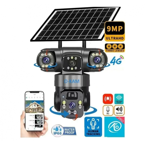 SOLAR AHD KAMERA 4G SİM KARTLI 6MP PTZ 2LENS 3GÖRÜ