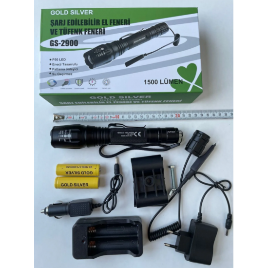 ŞARJLI EL FENERİ LEDLİ 1500 LUMEN 3RENK CAM ZOOM