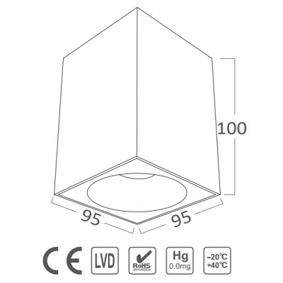 SPOT ARMATÜR GU10 SIVA ÜSTÜ BETA BEYAZ KASA KARE