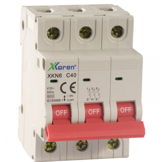 XKOREN TRİF.OTOMAT SİGORTA C TİPİ 3x40 AMP. 6 KA