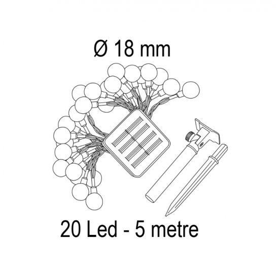 SOLAR IŞIK ZİNCİRİ KAZIKLI 20 W 5 MT 7 MOD RGB