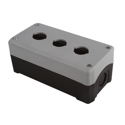 ÜÇLÜ ETANJ KUTU 22 mm KAPAK DELİKLİ SİYAH GRİ MUT ÜÇLÜ ETANJ KUTU 22 mm KAPAK DELİKLİ SİYAH GRİ MUT