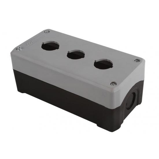 ÜÇLÜ ETANJ KUTU 22 mm KAPAK DELİKLİ SİYAH GRİ MUT