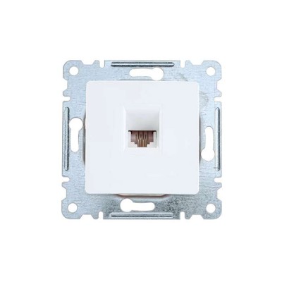 DEFNE BEYAZ NUMERİS TEKLİ TELEFON PRİZİ MODÜL KAP.