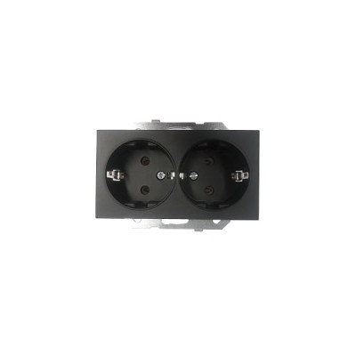 BYOBU SİYAH İKİLİ TOPRAKLI PRİZ MEKANİK+MODUL