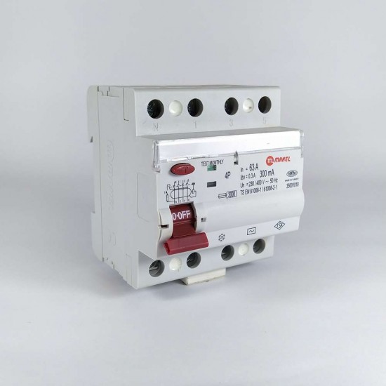 Makel 4P 63A 300mA 3kA AC Tip Kaçak Akım Koruma Şalteri 35001010, 8694407326447, [site_name]
