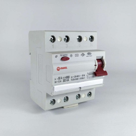 Makel 4P 80A 300mA 6kA AC Tip Kaçak Akım Koruma Şalteri 35003011, 8694407235077, [site_name]