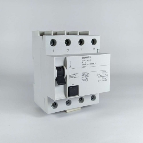 Siemens 4P 100A 300mA 10kA AC Tip Kaçak Akım Koruma Şalteri 5sm3648-0 Siemens 4P 100A 300mA 10kA AC Tip Kaçak Akım Koruma Şalteri 5sm3648-0