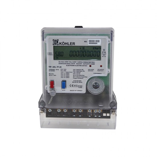 Köhler Class B Kombi Trifaze Elektronik Elektrik Sayacı AEL-TF-20