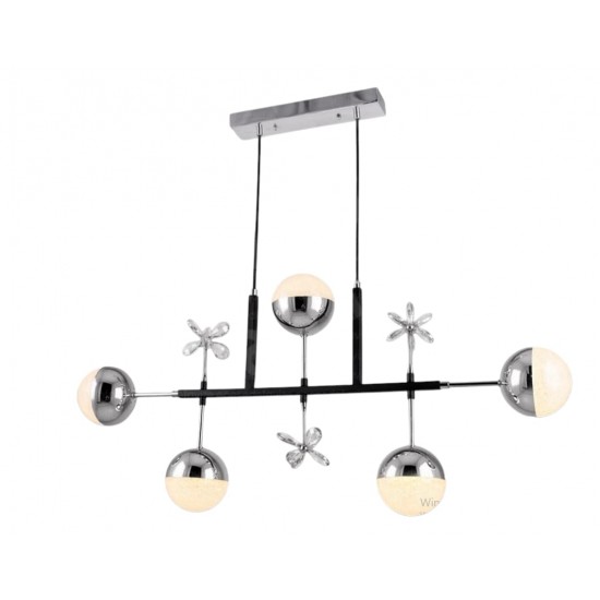 BEŞLİ LEDLİ TOPLU SİYAH+KROM SARKIT AVİZE 24275-5